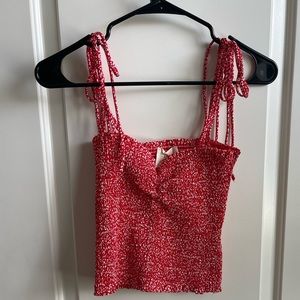 Red and white Scrunch top size small